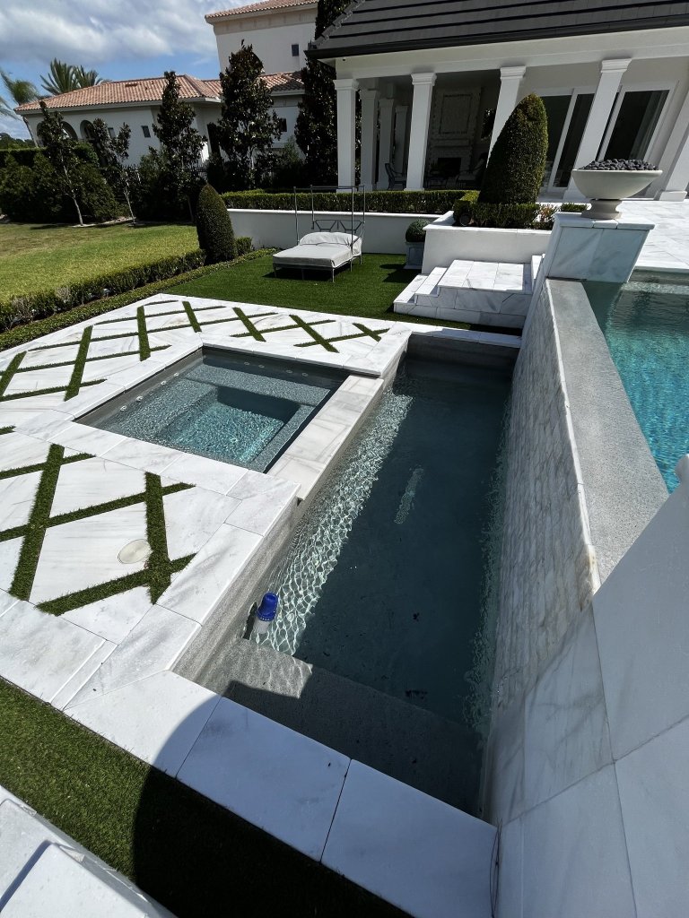 Luxury backyard pool detail serviced by Commercial Aquaworx